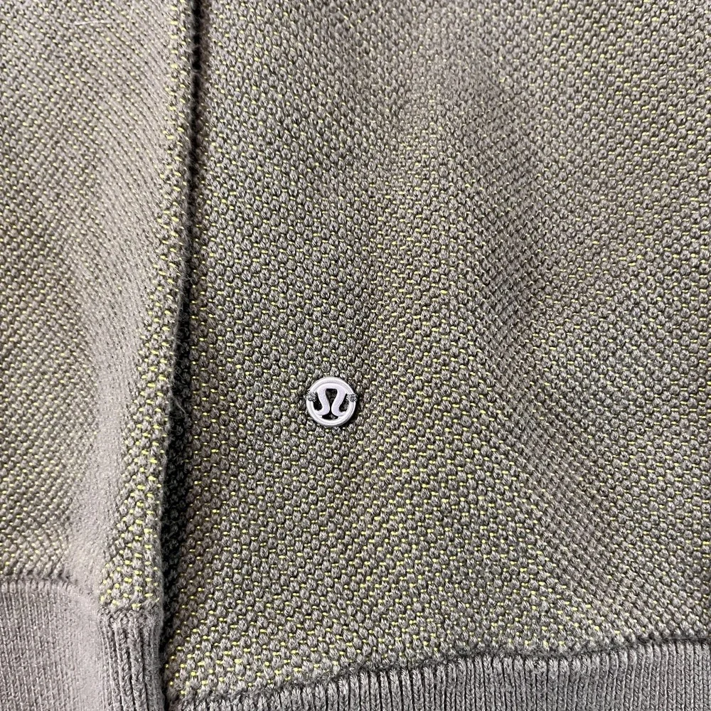 Lululemon‎ Sweater Mens Medium Green Full Zip Knit High Collar Thumbholes Logo